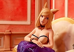 The naughty babes Akali and Ahri from League of Legends auditioning for a steamy animated movie
