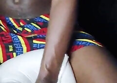Insane African Black Dude Fucks Cushion while Sweating (HD five minute)