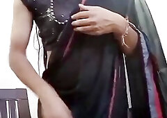 Indian crossdresser Shreya in black