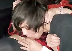 Femboy get sucked in car