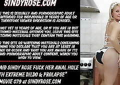 Sexy Maid Sindy Rose fucks her anal hole with an extreme dildo
