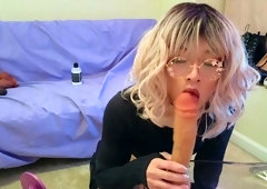Close up with teen blonde sex doll rubbing her cunt