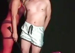 Dirty crossdresser dressed up and anal fucked hard in ass by mistress with big strapon cock