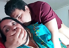 Indian stepmother shares bed with her stepson and they end up fucking