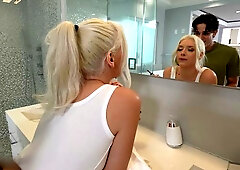 Blonde takes a massive creampie surprise