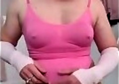Bodysuit and crotchless pantyhose