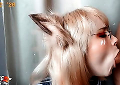 Beautiful Fox Suck Cock and  Cum Swallow - Hot Cosplay