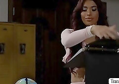 Sexy Trans Teacher Teases and Fucks Student in Classroom