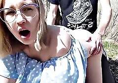 Busty Blonde Teen Big Booty Pounded in Woods