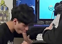 dorm twink blowjob and bareback