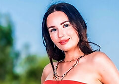 Adorable babe Milena Ray looks great in the cowgirl pose