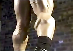 Evgeny Mishin Stripping Down To Black Posing Trunks