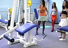 Sporty sluts have an orgy in the gym with all holes fucked
