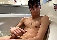 Handsome guy in bath