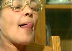 Lesbo grannies seducing shaggy vaginas with dildos in ardent dyke duett.