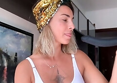 Blonde german babe facial and blowjob