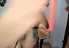 Amazing feet tranny licked while jerking off