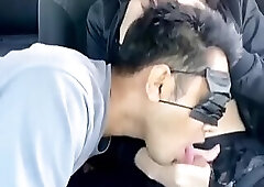 Hot Ladyboy Cum In Guys Mouth in Car