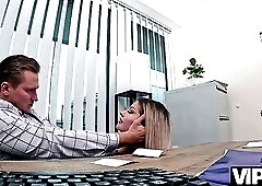 VIP4K. See those Lustful Harlots have Sex and end up Overspread in Cum in the Loan officer's office