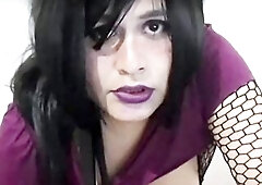 Hawt and youthful alternative trans cutie milking her titties with vacuum pump. Glamorous face femboy stroking and cumming. Youthful mexican shemale m