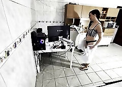 Nasty wife greets the repairman whilst wearing solely a towel and swallows the load.