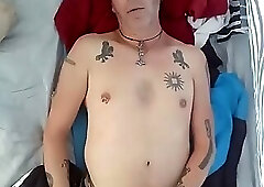 Punk jerking his huge cock
