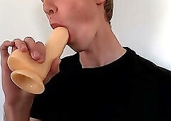 A Guy Fucked Himself in the Entryway with a Rubber Dildo
