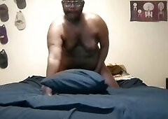 Big bears, masturbating, in bed with