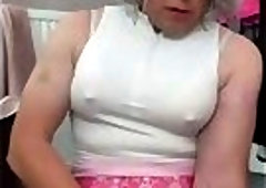 Dirty old lady Dildo riding and wanking