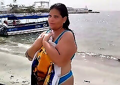 Chubby Latina what a big ass on the beach