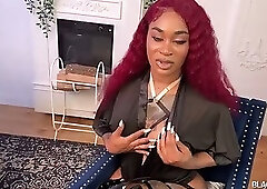 BLACK TGIRLS Redhead Ebony Trans Model Poses in Lingerie & Boots