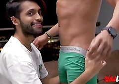 Hung Latin luck Santos covering Camilo Brown's face in cum for wild Latinos