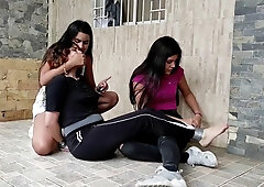 Lesbian Bondage Brunette Begs for Dance Freedom