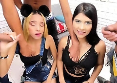 Hardcore in a group sex with horny babe