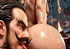 Muscular dom drowns deep in Aza’s rump until holy explosion spews on temple floor