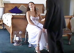 Cute bride getting fucked by two