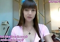 big tits asian ladyboy jerks off big dick and cums big load on webcam