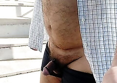Walking half-naked while I masturbate in the street, until I cum in the car 1